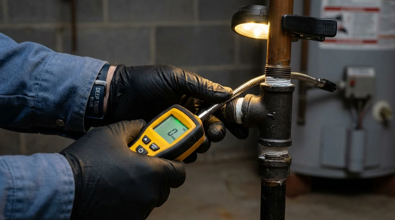 Gas leak detection with electronic sniffer by Johns Plumbing LLC in Greenbelt