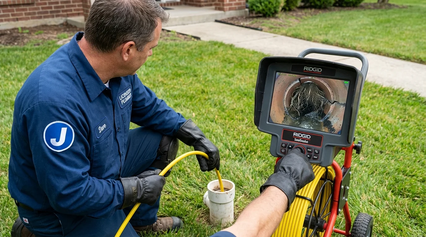 Sewer camera inspection being performed by Johns Plumbing LLC in Greenbelt