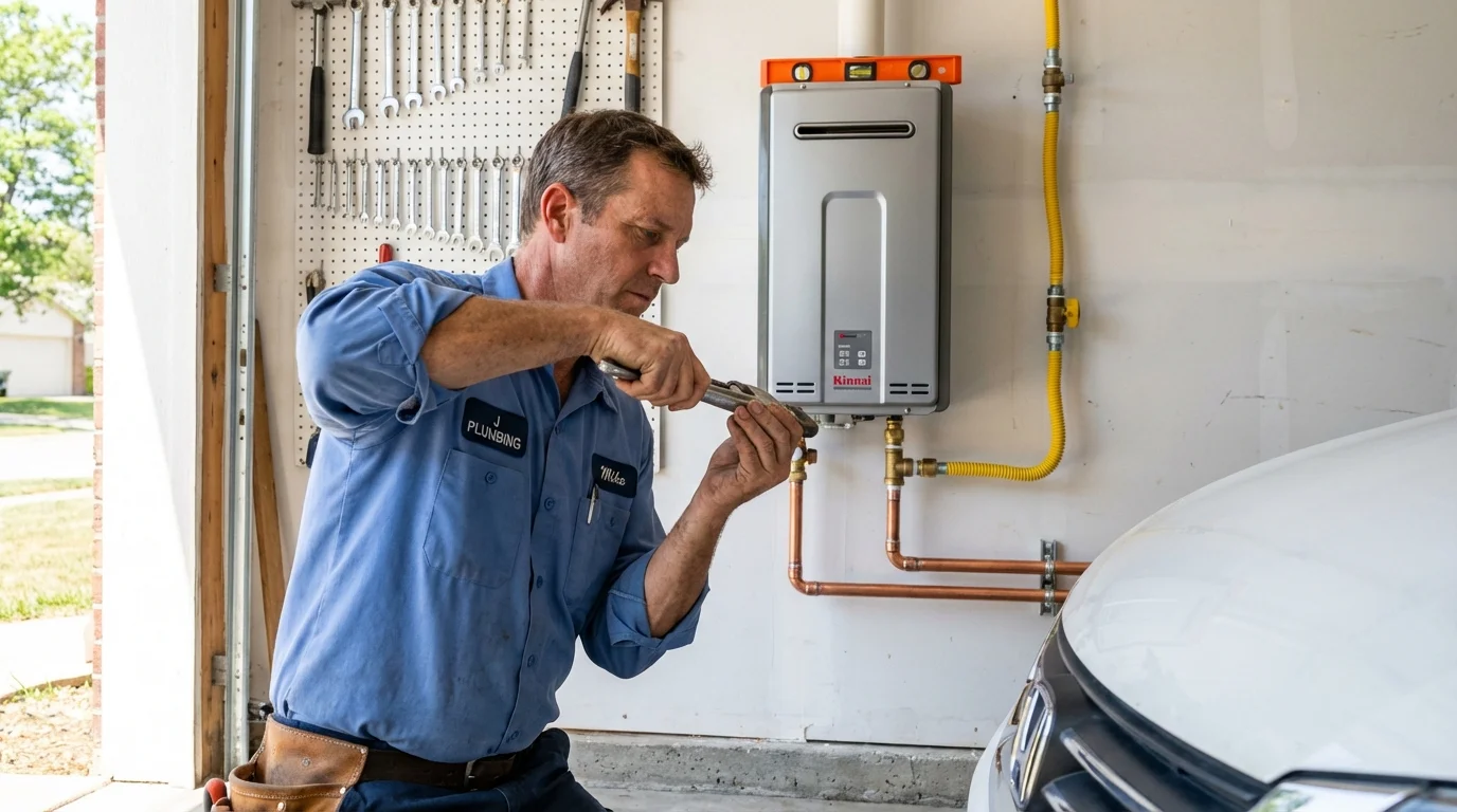 Tankless water heater installation by a Johns Plumbing LLC plumber in Greenbelt